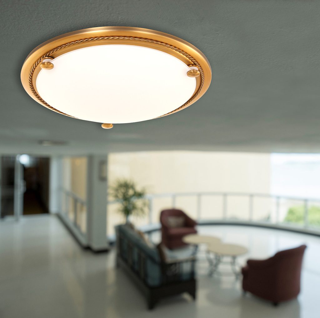 Klassieke bronzen metalen plafonnière glas Steinhauer Ceiling and wall - Afbeelding 3