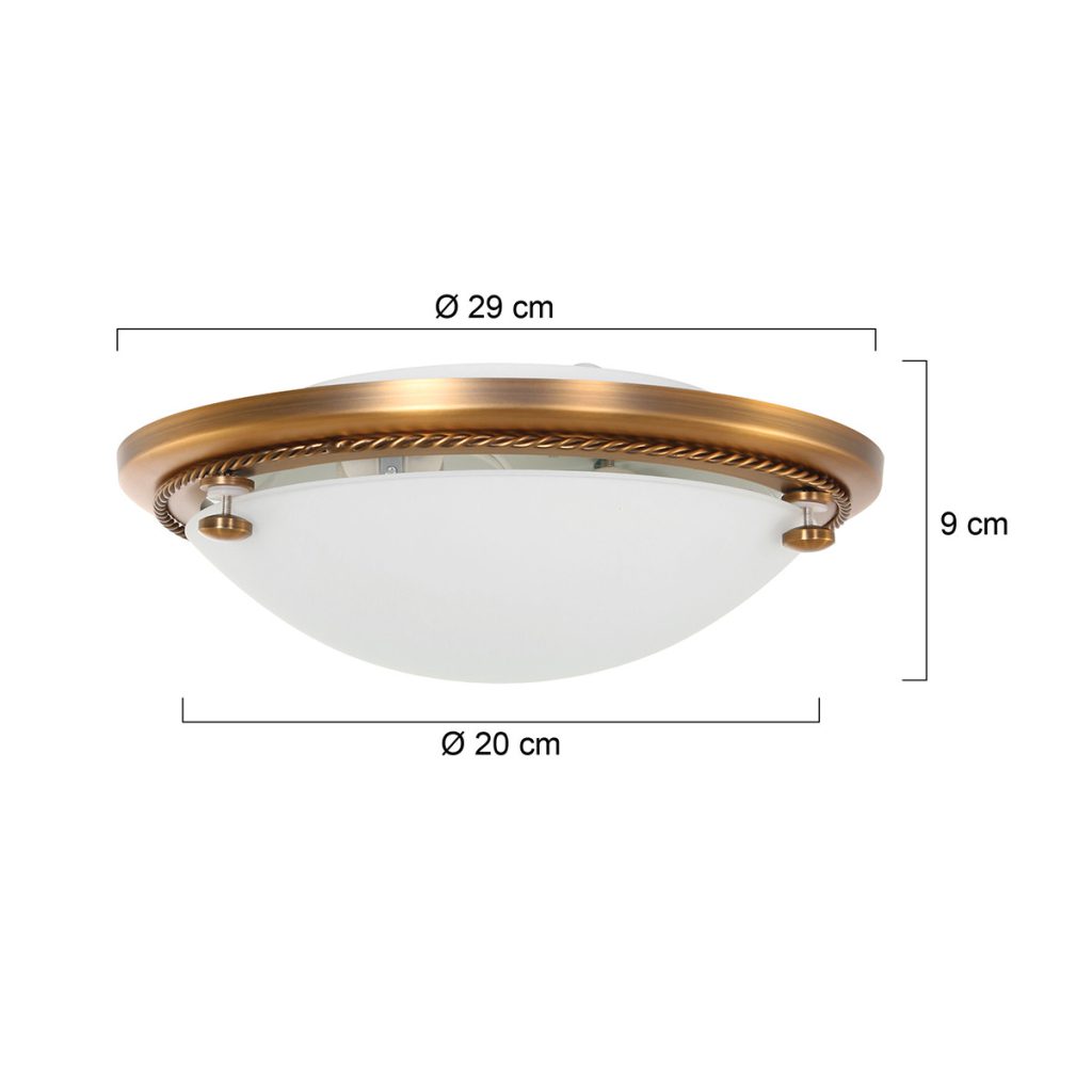 Klassieke bronzen metalen plafonnière glas Steinhauer Ceiling and wall - Afbeelding 8