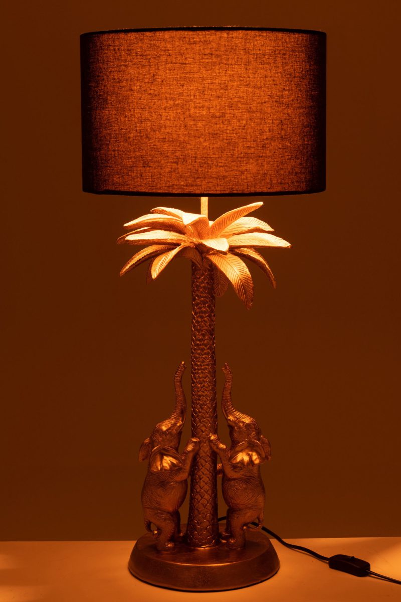 Klassieke goud met zwarte tafellamp olifanten Jolipa Palmtree elephant poly - Afbeelding 4