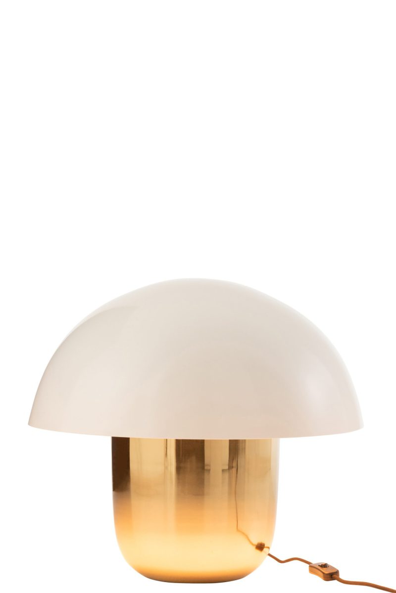 Klassieke gouden tafellamp met melkglas Jolipa Mushroom - Afbeelding 4