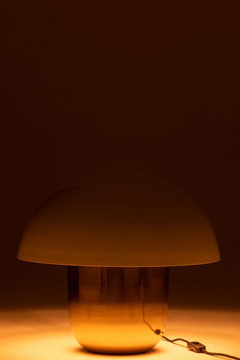 Klassieke gouden tafellamp met melkglas Jolipa Mushroom - Afbeelding 5