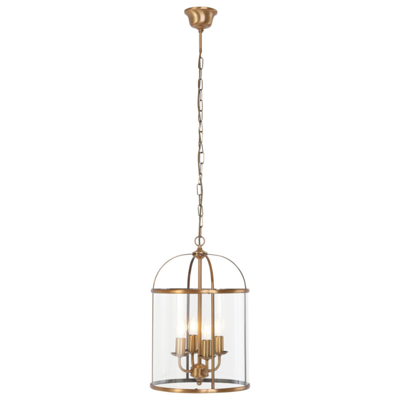 Lantaarnvormige 4-lichts hanglamp brons metaal/glas Steinhauer Pimpernel - Afbeelding 2