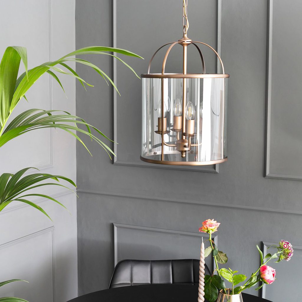 Lantaarnvormige 4-lichts hanglamp brons metaal/glas Steinhauer Pimpernel - Afbeelding 13
