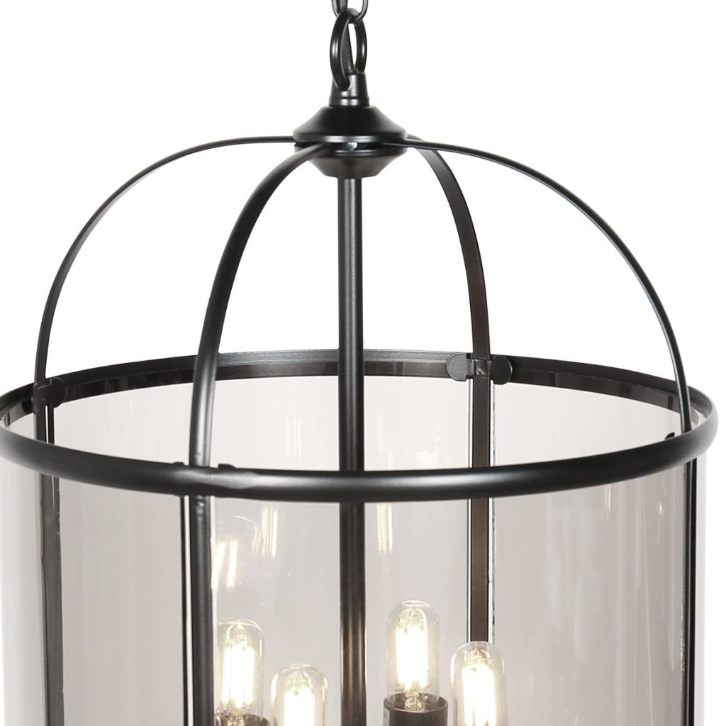 Zwarte 4-lichts lantaarnvormige hanglamp glas/metaal Steinhauer Pimpernel - Afbeelding 2