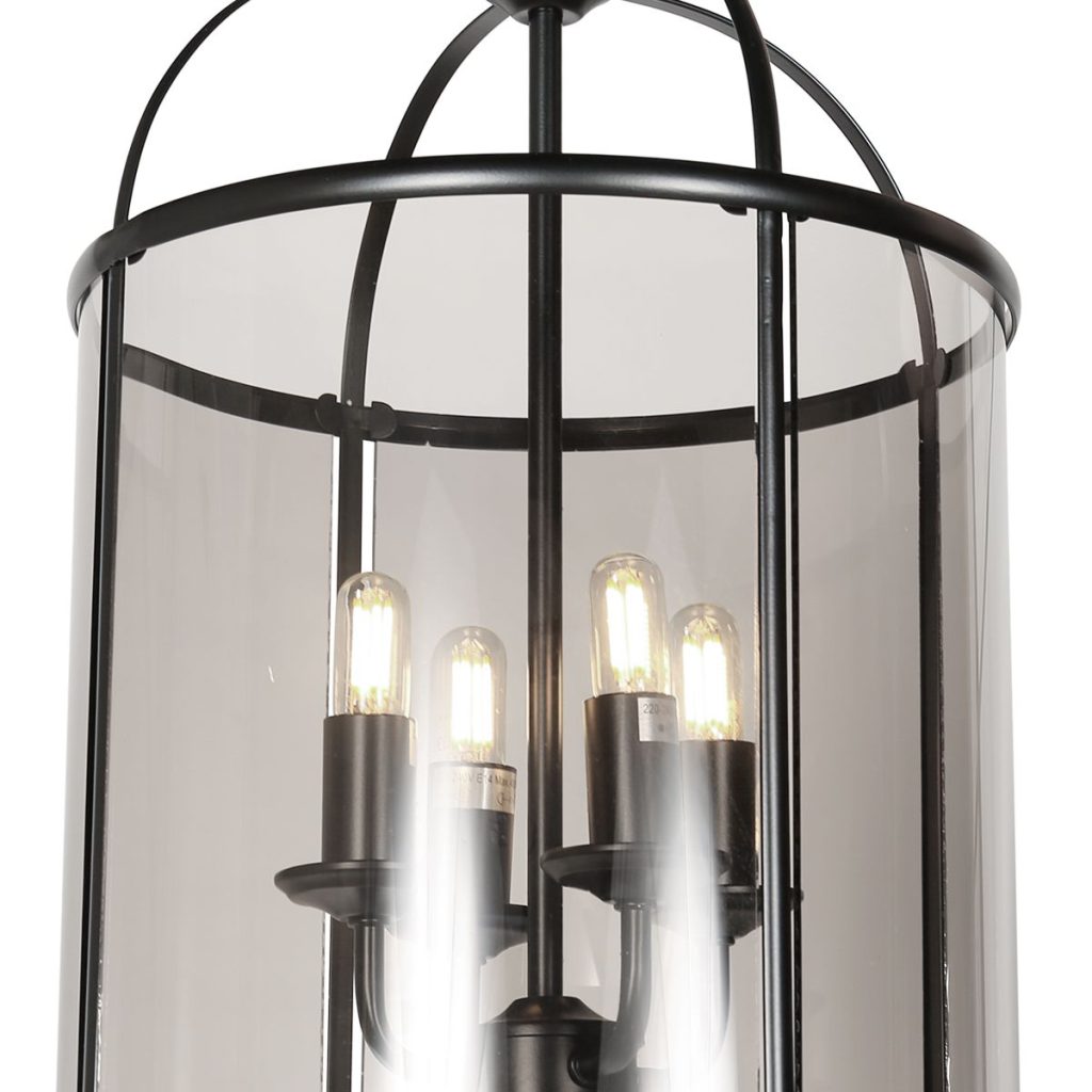 Zwarte 4-lichts lantaarnvormige hanglamp glas/metaal Steinhauer Pimpernel - Afbeelding 3