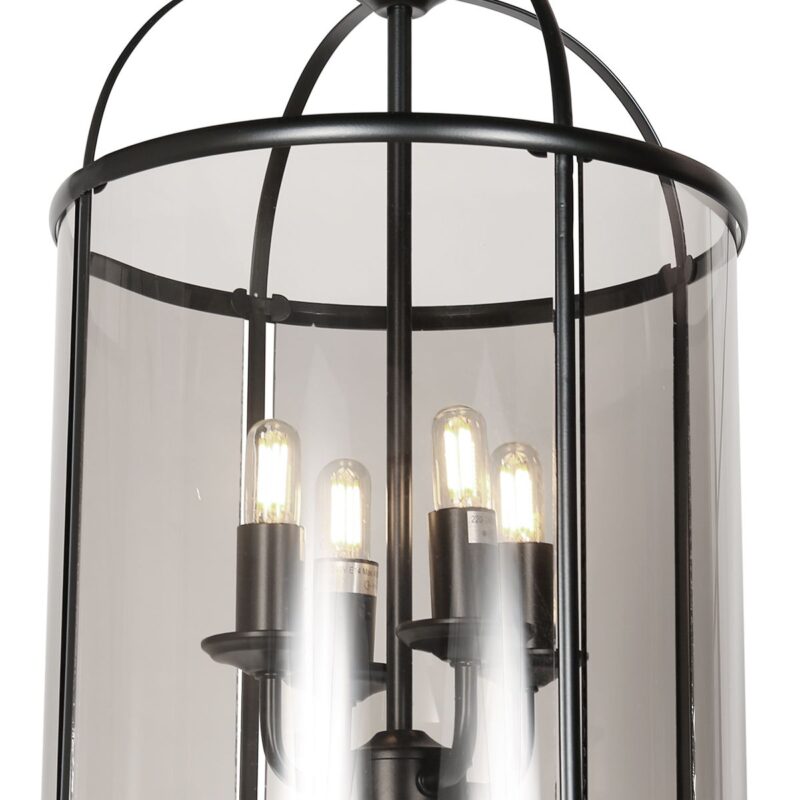 Zwarte 4-lichts lantaarnvormige hanglamp glas/metaal Steinhauer Pimpernel - Afbeelding 3