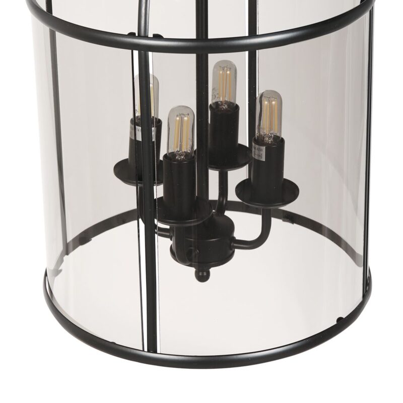 Zwarte 4-lichts lantaarnvormige hanglamp glas/metaal Steinhauer Pimpernel - Afbeelding 7