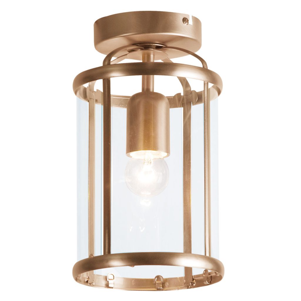 Klassieke bronzen plafondlamp lantaarnvorm glas/metaal Steinhauer Pimpernel - Afbeelding 2