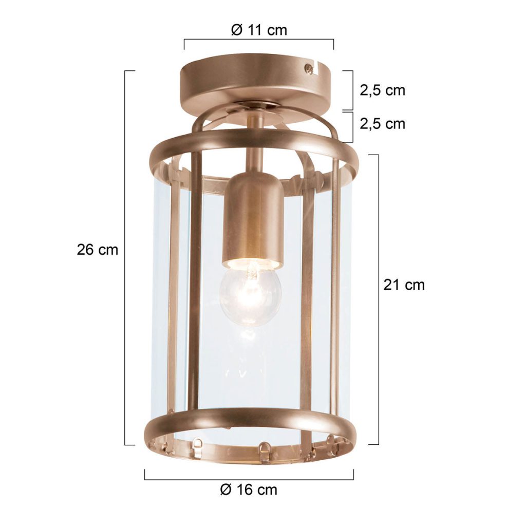 Klassieke bronzen plafondlamp lantaarnvorm glas/metaal Steinhauer Pimpernel - Afbeelding 6