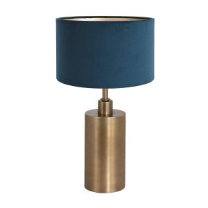 klassieke-metalen-lampenvoet-met-blauwe-kap-tafellamp-steinhauer-brass-blauw-en-brons-7309br-1