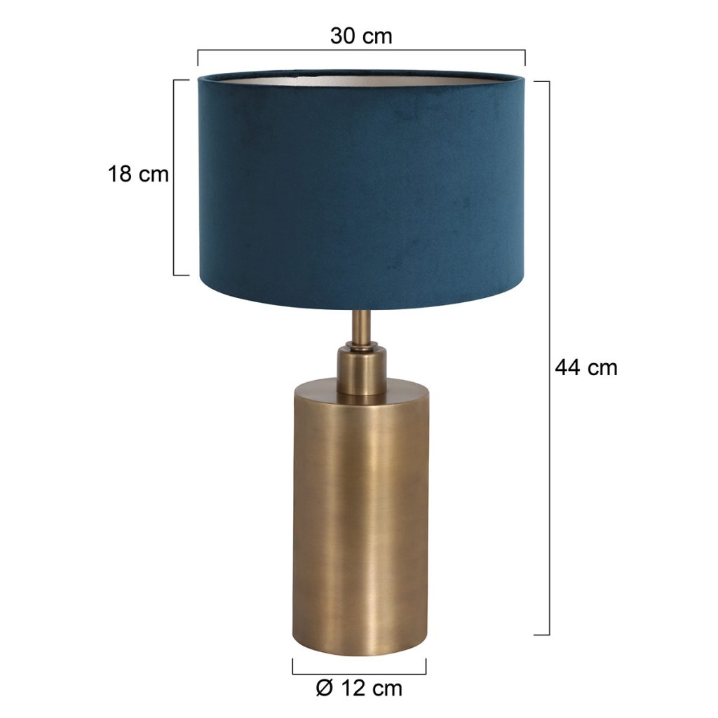 Klassieke metalen lampenvoet met blauwe kap Steinhauer Brass - Afbeelding 6