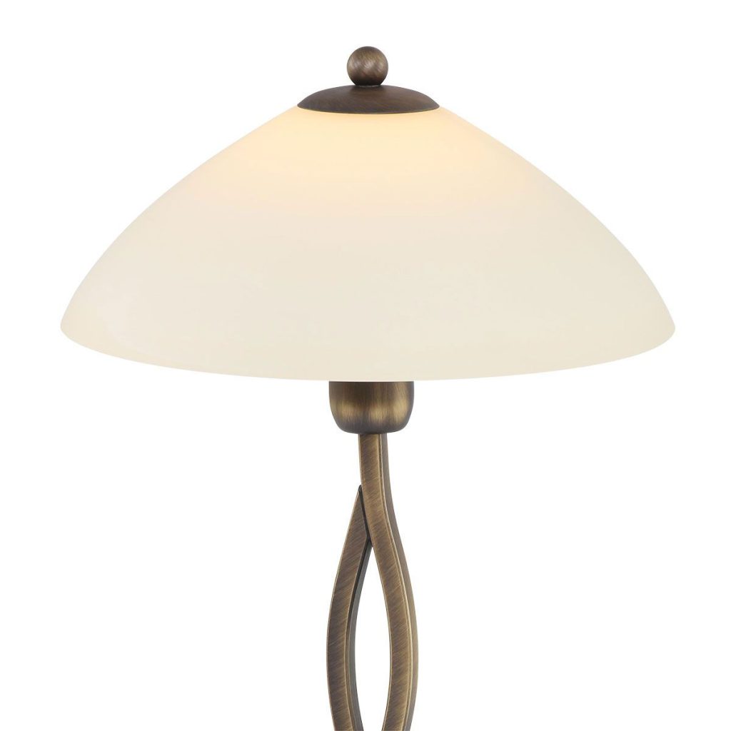 Gedraaide bronzen tafellamp gemarmerde glaskap Steinhauer Capri - Afbeelding 11