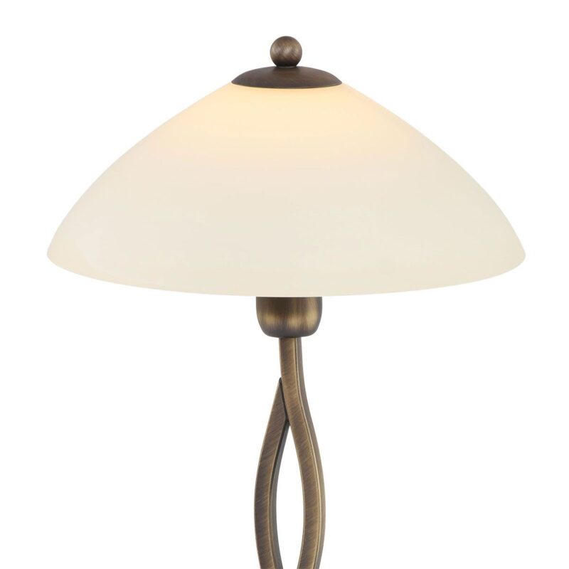 Gedraaide bronzen tafellamp gemarmerde glaskap Steinhauer Capri - Afbeelding 11