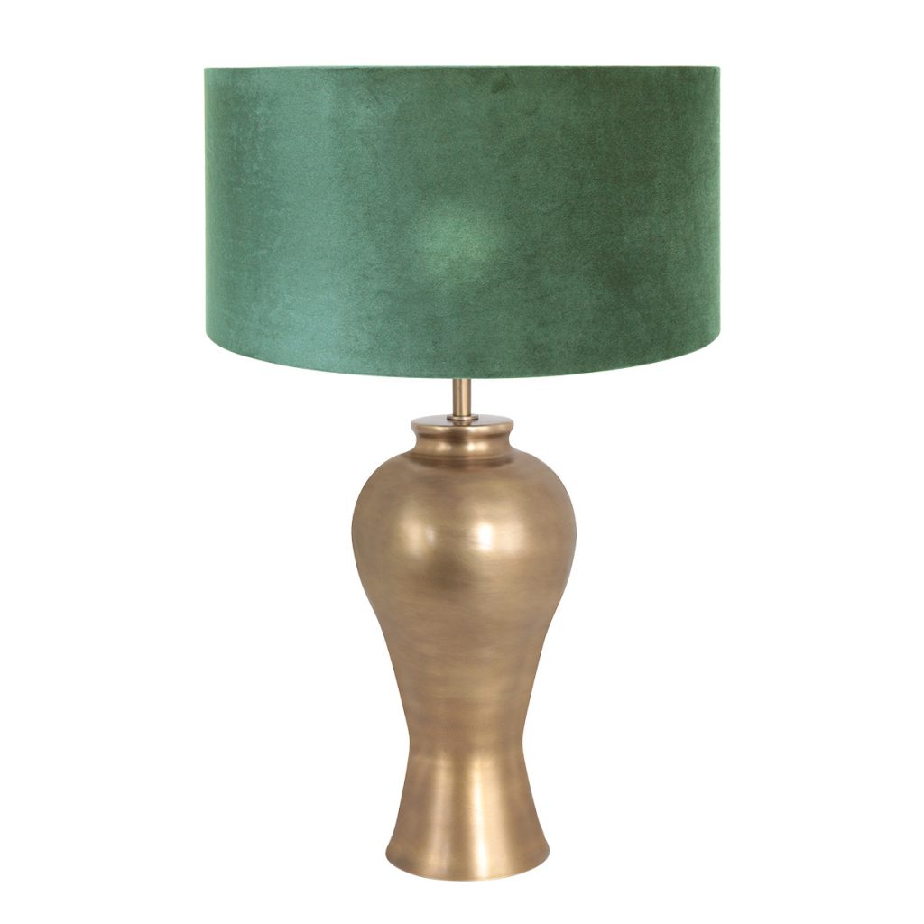 Klassieke tafellamp met groene velvet kap Steinhauer Brass - Afbeelding 2