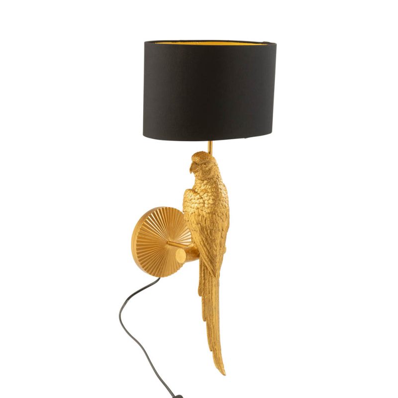 Klassieke wandlamp papegaai goud met zwart Jolipa Bird poly - Afbeelding 2