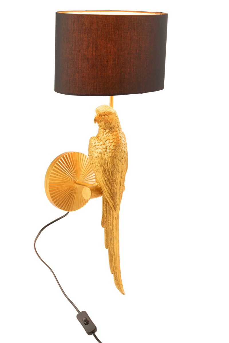 Klassieke wandlamp papegaai goud met zwart Jolipa Bird poly - Afbeelding 4