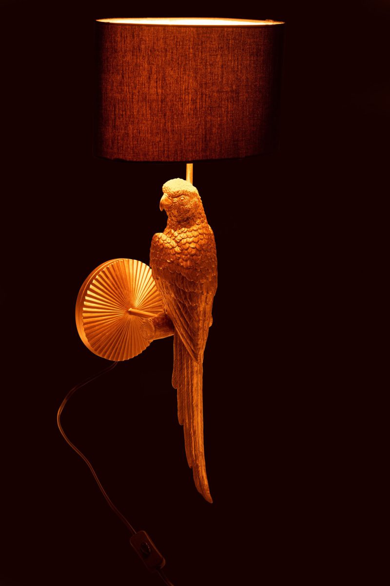 Klassieke wandlamp papegaai goud met zwart Jolipa Bird poly - Afbeelding 5