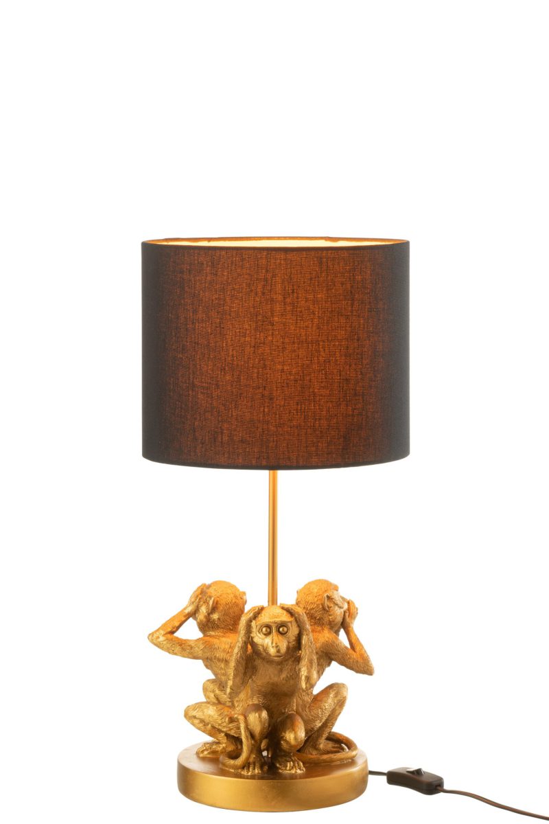 Klassieke zwart met gouden tafellamp apen Jolipa Monkey poly - Afbeelding 3