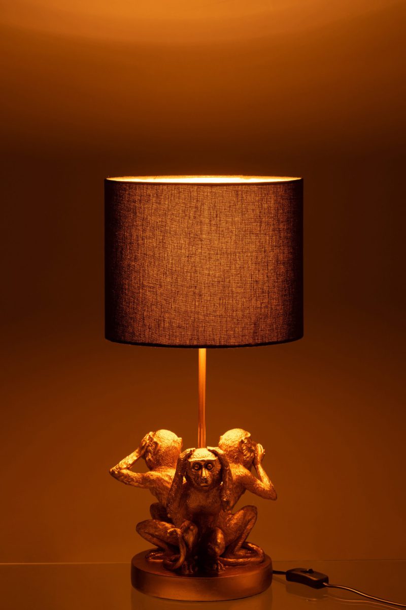Klassieke zwart met gouden tafellamp apen Jolipa Monkey poly - Afbeelding 4