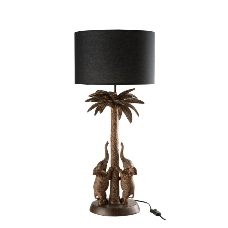 Klassieke zwarte tafellamp met olifanten Jolipa Palmtree elephant poly - Afbeelding 2