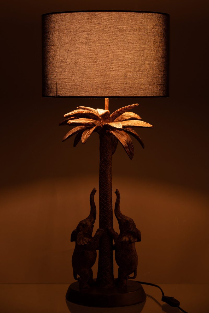 Klassieke zwarte tafellamp met olifanten Jolipa Palmtree elephant poly - Afbeelding 4