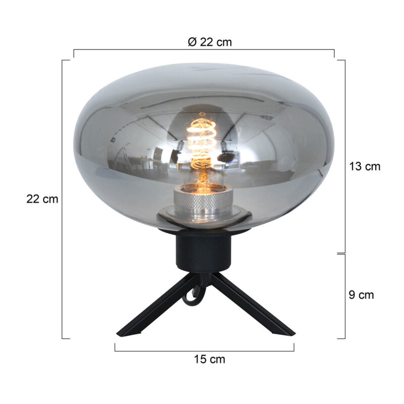 steinhauer-tafellamp-reflexion-zwart-glasmetaal-ø22cm-e27-2681zw-1