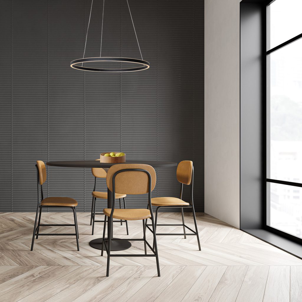 Minimalistische zwarte ringvormige hanglamp Steinhauer Ringlux - Afbeelding 3