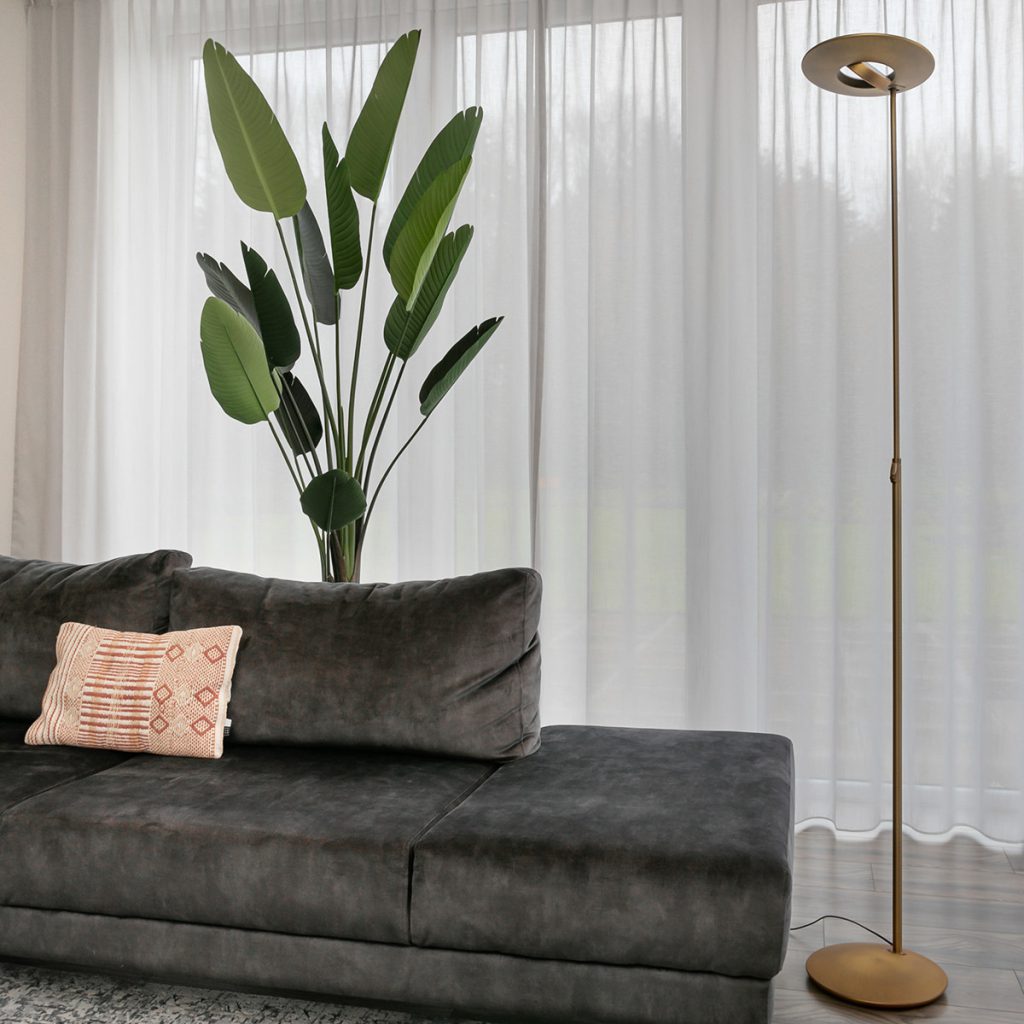 Klassieke bronzen metalen vloerlamp Steinhauer Zenith led - Afbeelding 3