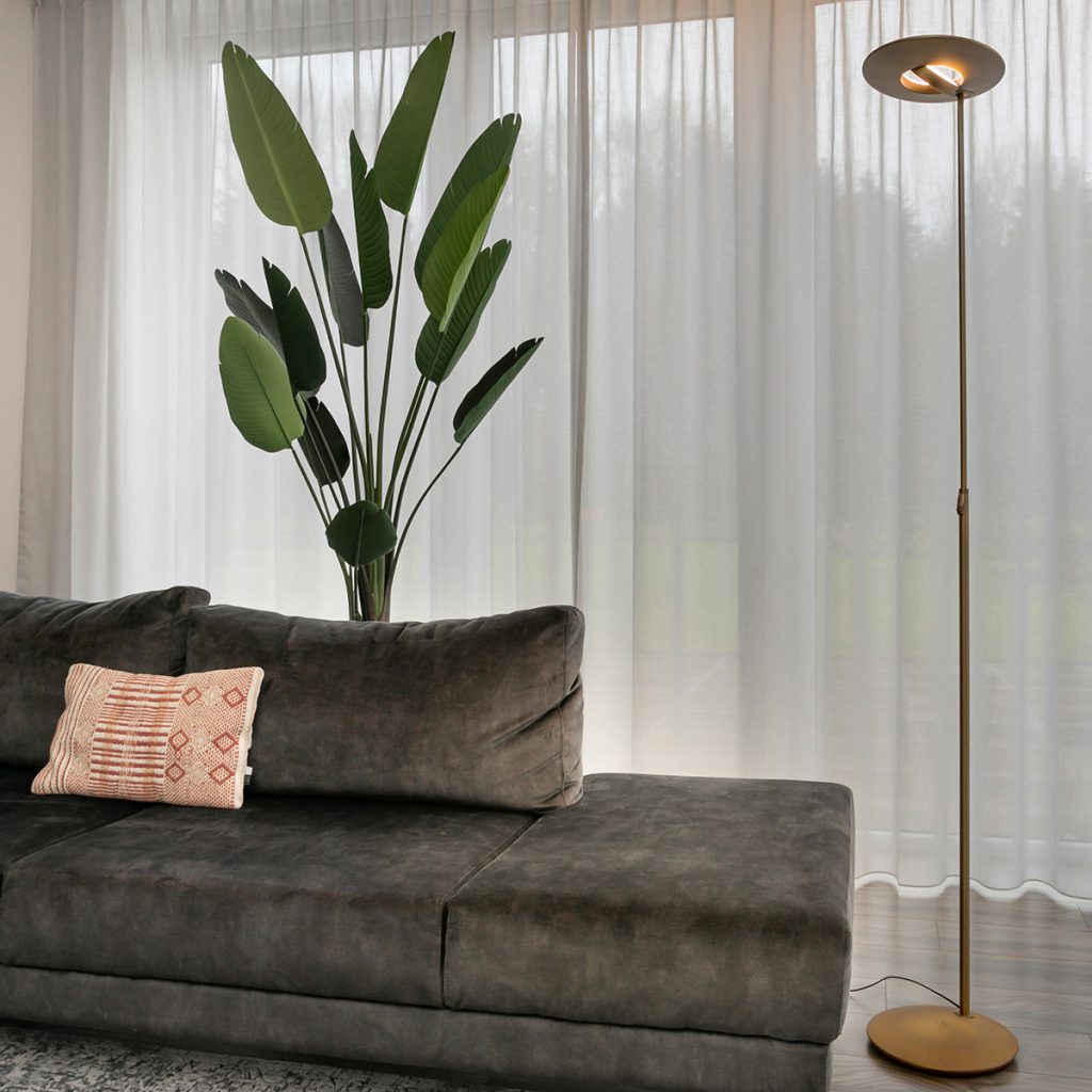 Klassieke bronzen metalen vloerlamp Steinhauer Zenith led - Afbeelding 4