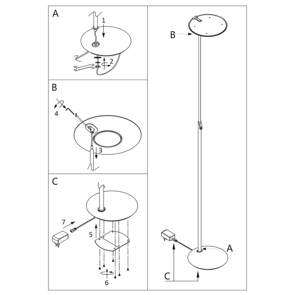 Klassieke bronzen metalen vloerlamp Steinhauer Zenith led - Afbeelding 10