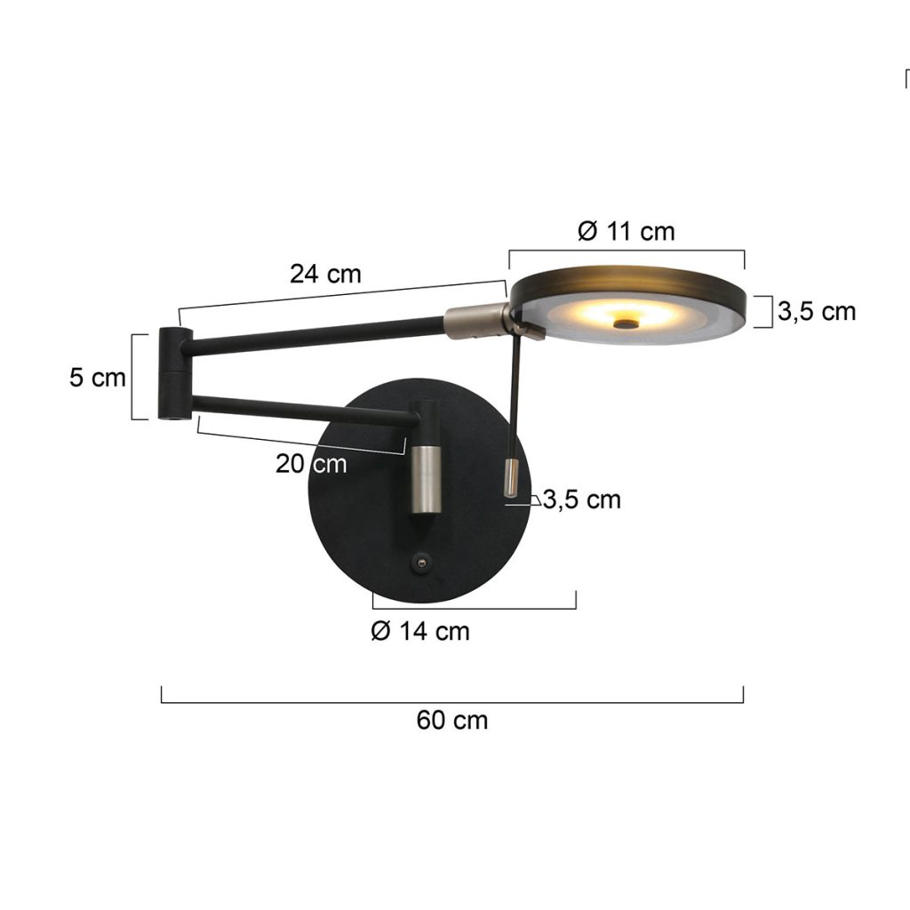 LED wandlamp met rookglazen kap Steinhauer Turound - Afbeelding 8
