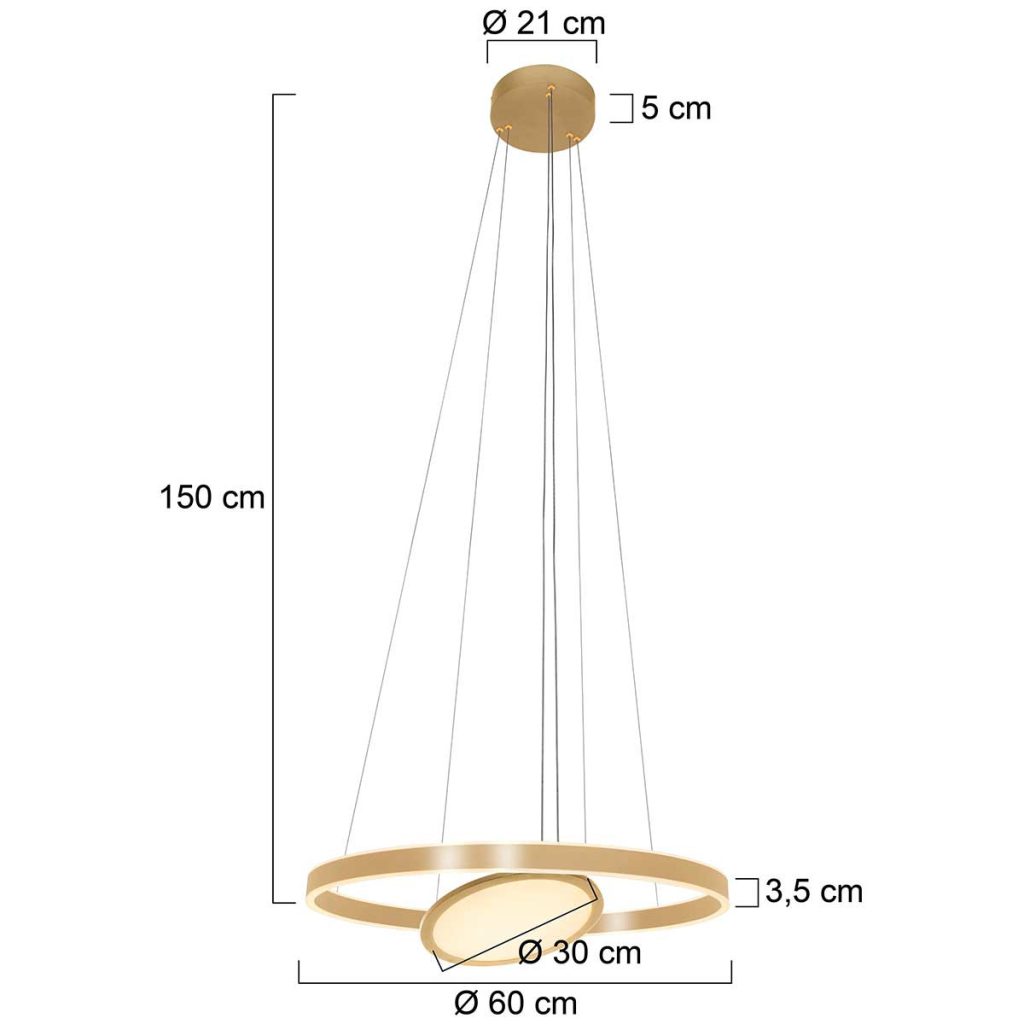Moderne gouden metalen hanglamp Steinhauer Ringlux - Afbeelding 8