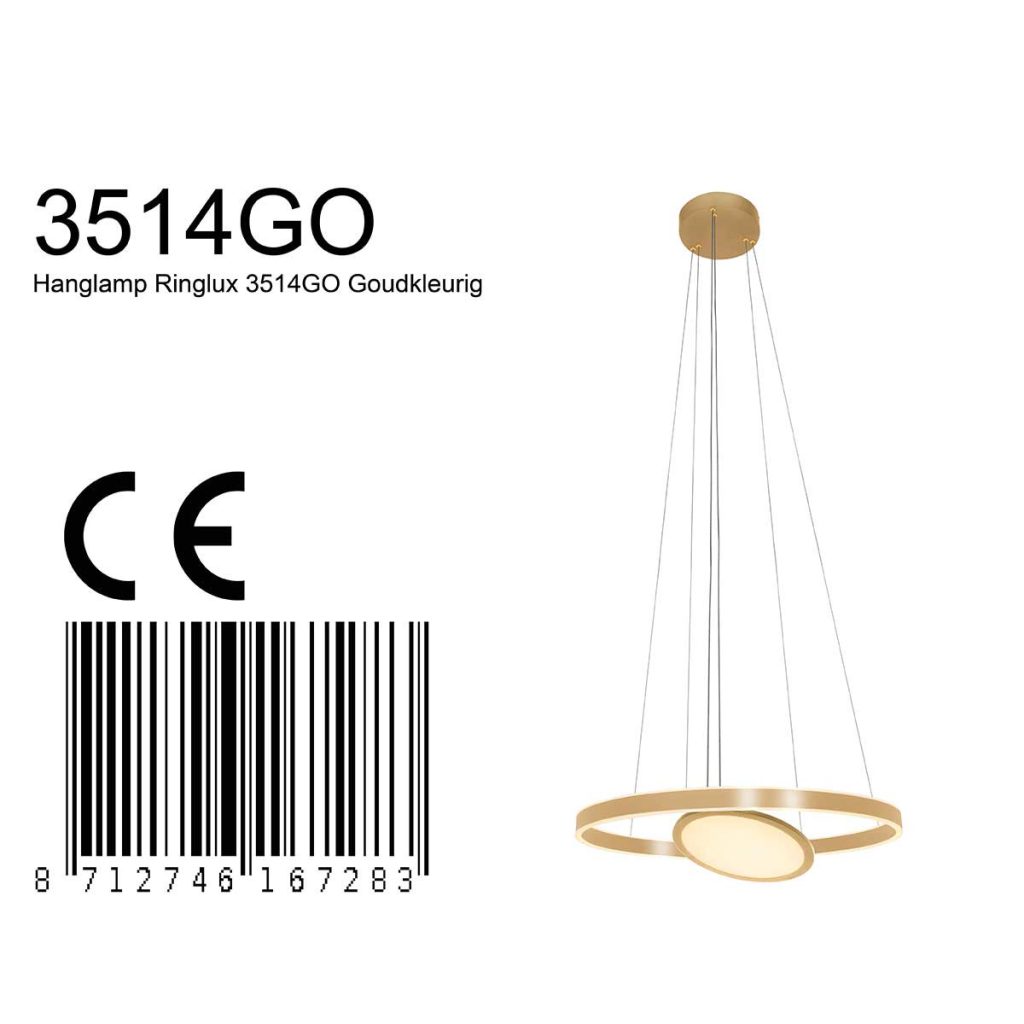 Moderne gouden metalen hanglamp Steinhauer Ringlux - Afbeelding 9