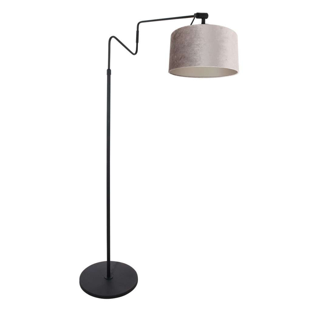 matte-moderne-staande-lamp-met-grijze-kap-vloerlamp-steinhauer-linstrom-zilver-en-zwart-3731zw