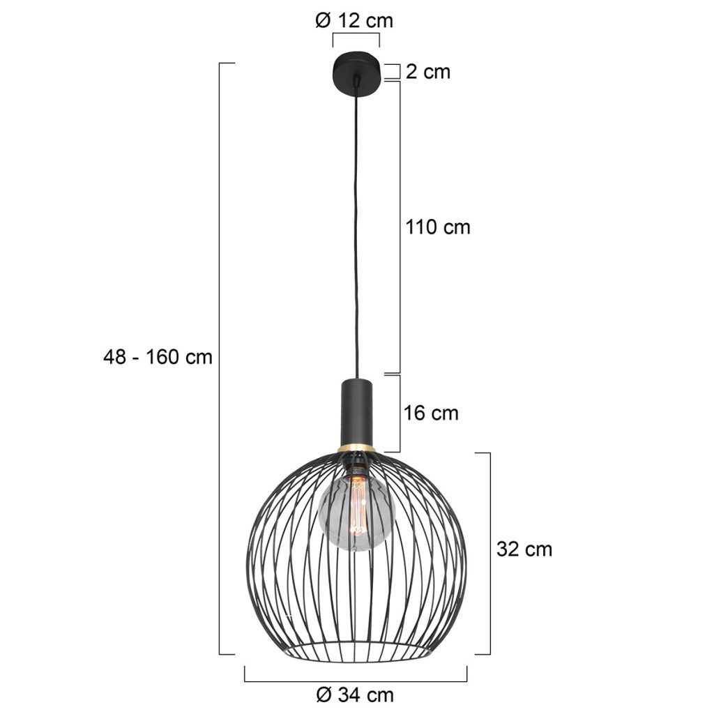 Metalen kooi hanglamp Mexlite Aureole - Afbeelding 6