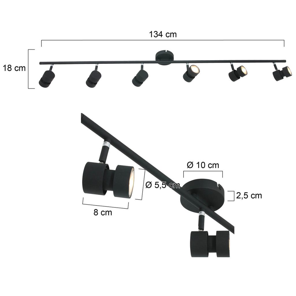 Moderne metalen plafonnière zwart Steinhauer Natasja led - Afbeelding 6