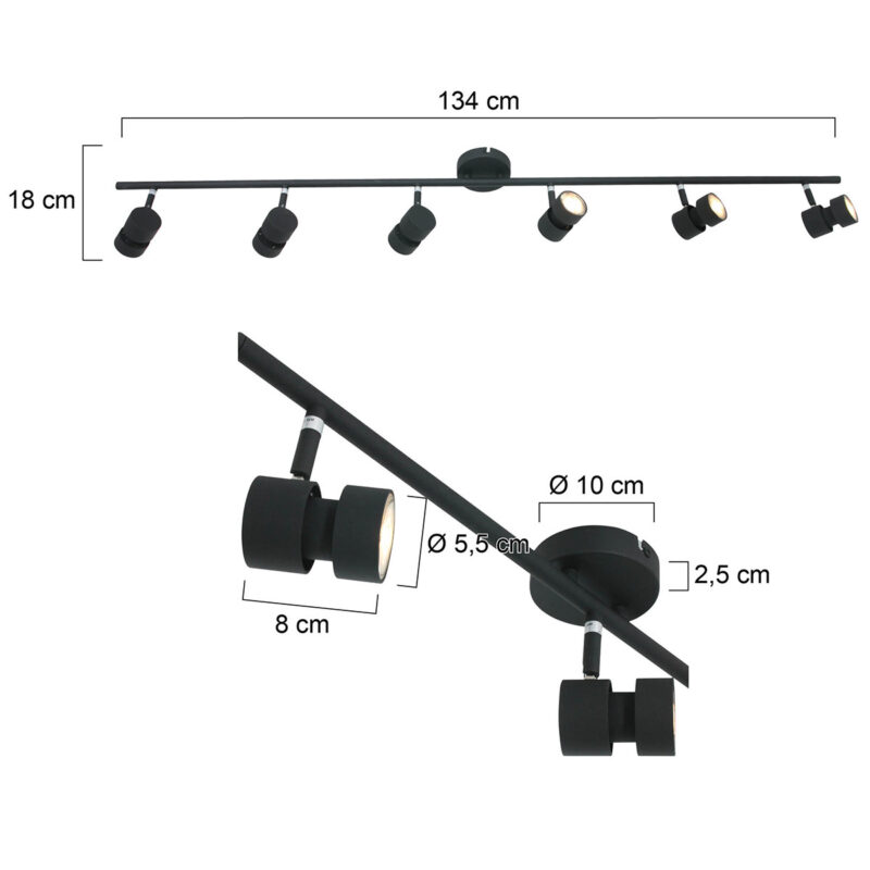 Moderne metalen plafonnière zwart Steinhauer Natasja led - Afbeelding 6