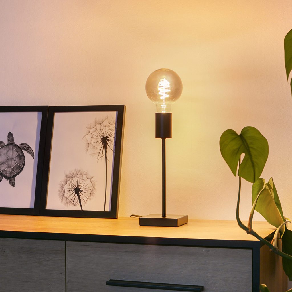 Trendy zwarte metalen tafellamp Mexlite Minimalics - Afbeelding 3