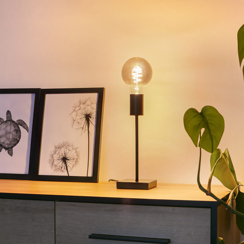 Trendy zwarte metalen tafellamp Mexlite Minimalics - Afbeelding 3
