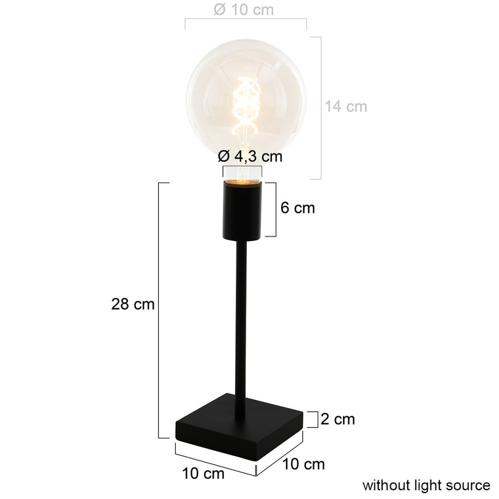 Trendy zwarte metalen tafellamp Mexlite Minimalics - Afbeelding 8