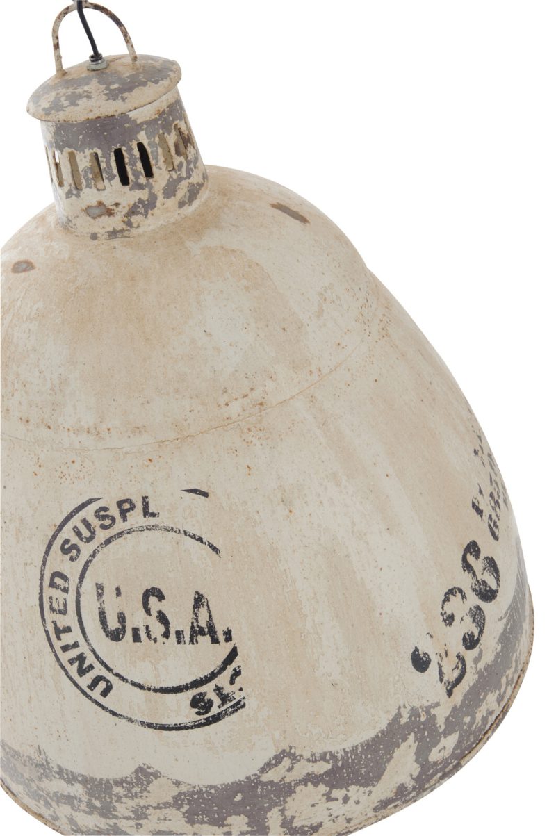 Moderne beige hanglamp met gestempelde tekst Jolipa Usa - Afbeelding 3