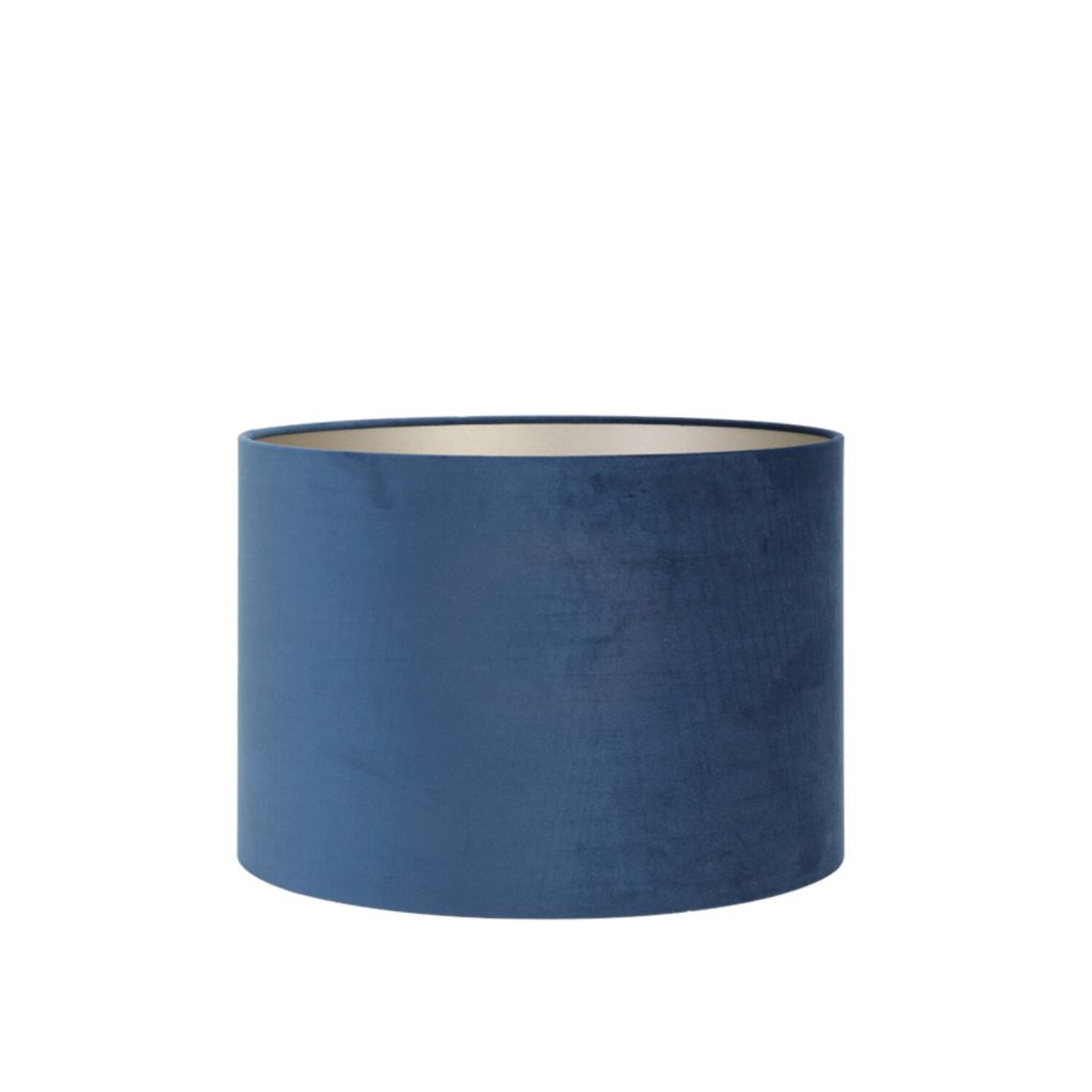 Moderne blauwe lampenkap met zilver Light & Living Velours