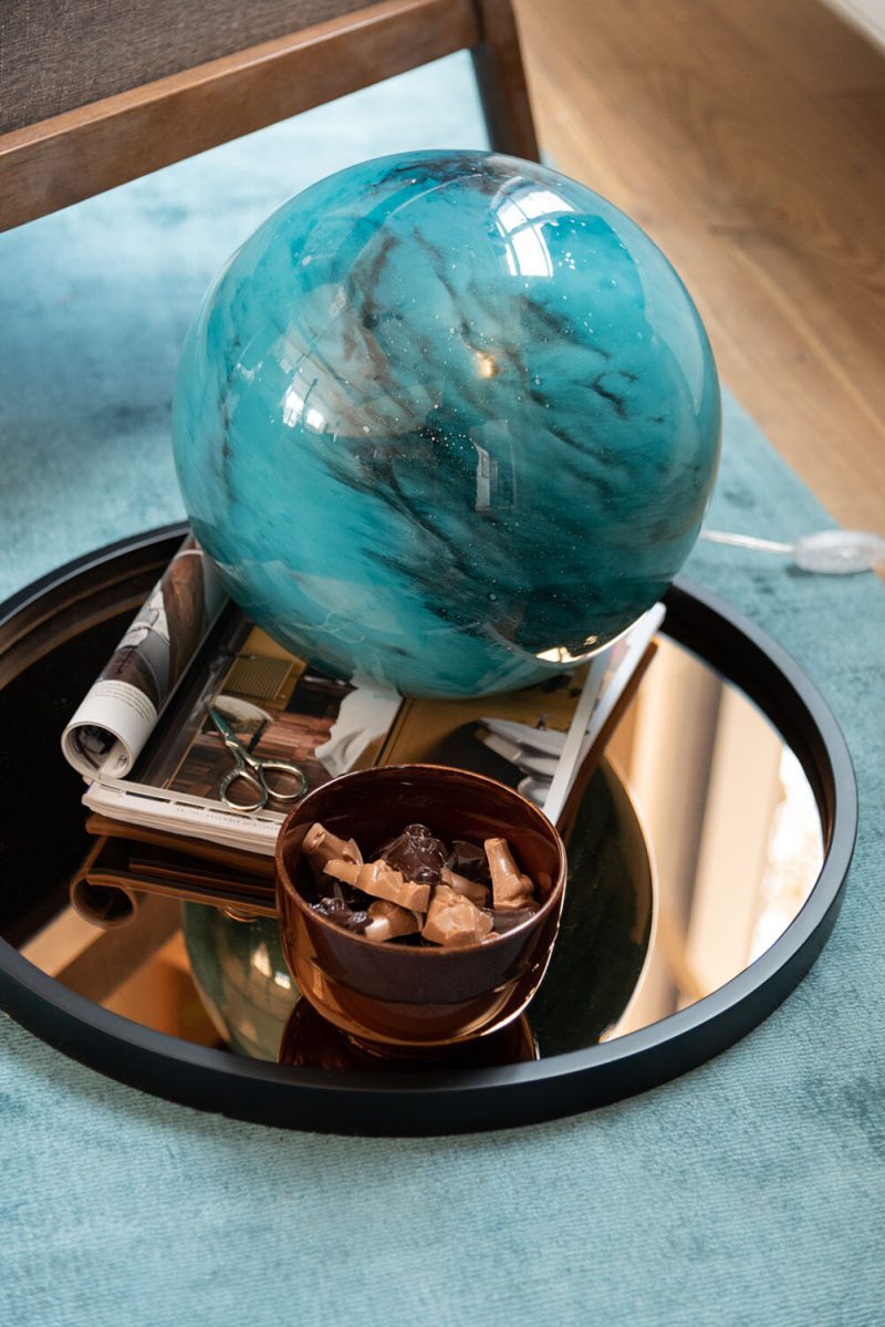Moderne blauwe ronde tafellamp Jolipa Dany - Afbeelding 6