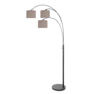 moderne-booglamp-met-bruine-kappen-vloerlamp-steinhauer-sparkled-light-grijs-en-zwart-3826zw-1