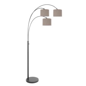 moderne-booglamp-met-bruine-kappen-vloerlamp-steinhauer-sparkled-light-grijs-en-zwart-3826zw