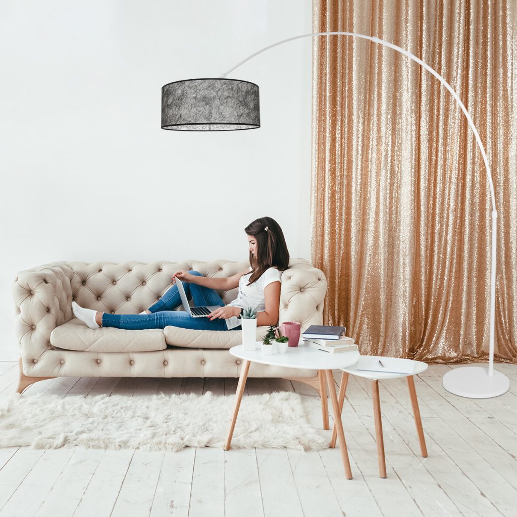 Moderne booglamp met zwarte kap Steinhauer Sparkled light - Afbeelding 3