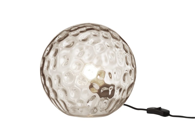 Moderne bruine bol rookglas tafellamp Jolipa Bollie - Afbeelding 3