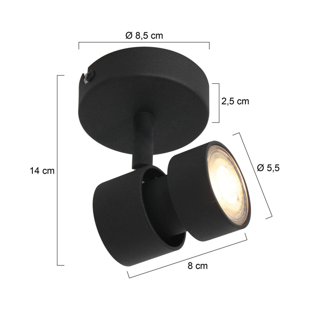 Moderne zwarte metalen spot Steinhauer Natasja led - Afbeelding 6