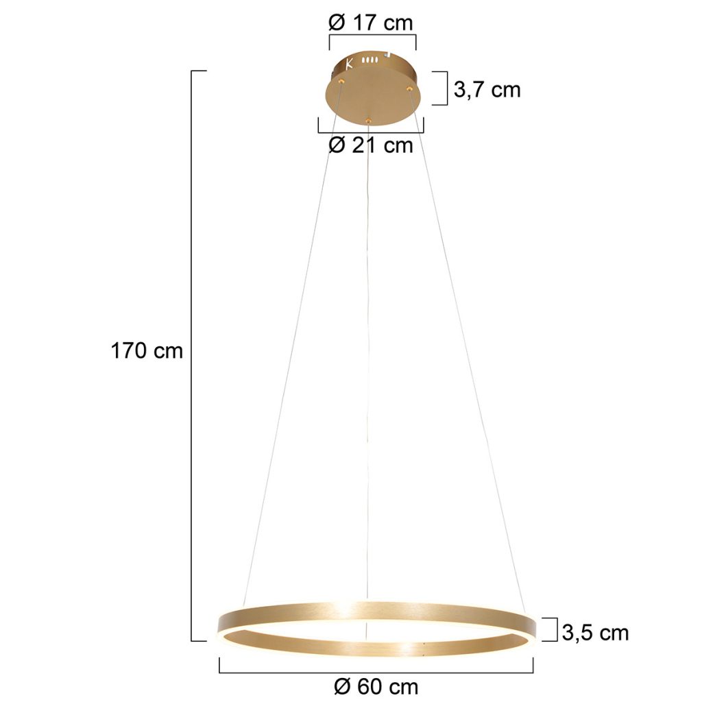 Ringvormige design hanglamp goud Steinhauer Ringlux - Afbeelding 7