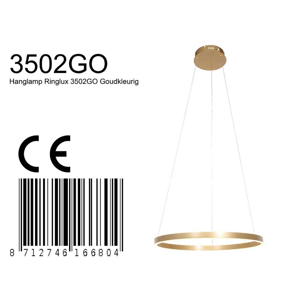 Ringvormige design hanglamp goud Steinhauer Ringlux - Afbeelding 8